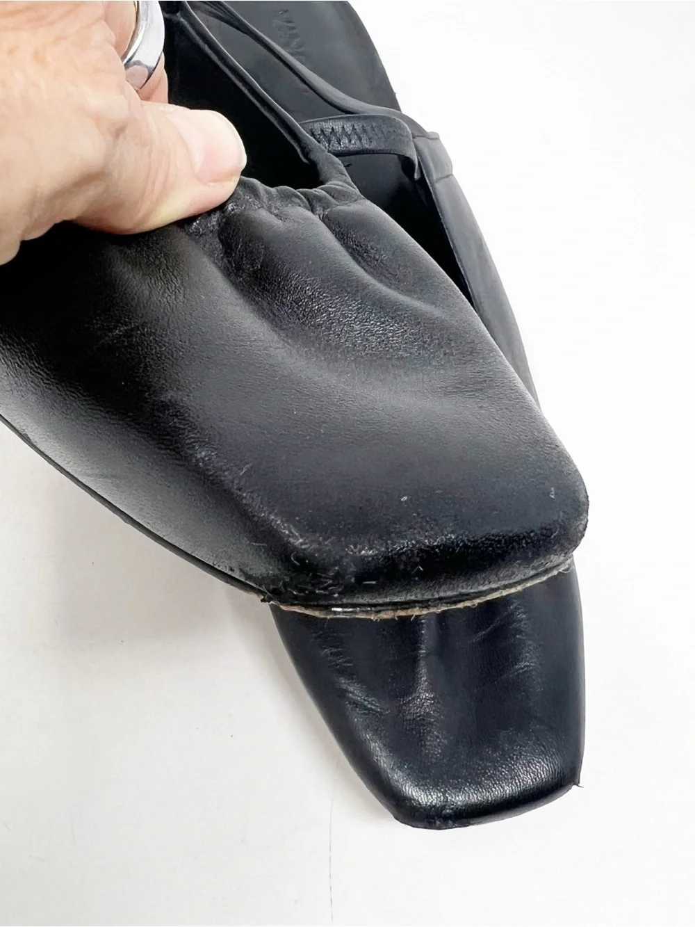 VINCE VENICE SLINGBACK BLACK LEATHER SQUARE TOE MARY JANE BALLET FLATS WOMENS 8